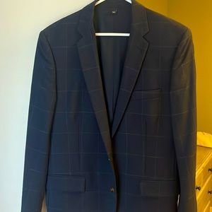 J Crew Thompson 40L Navy windowpane wool Blazer
